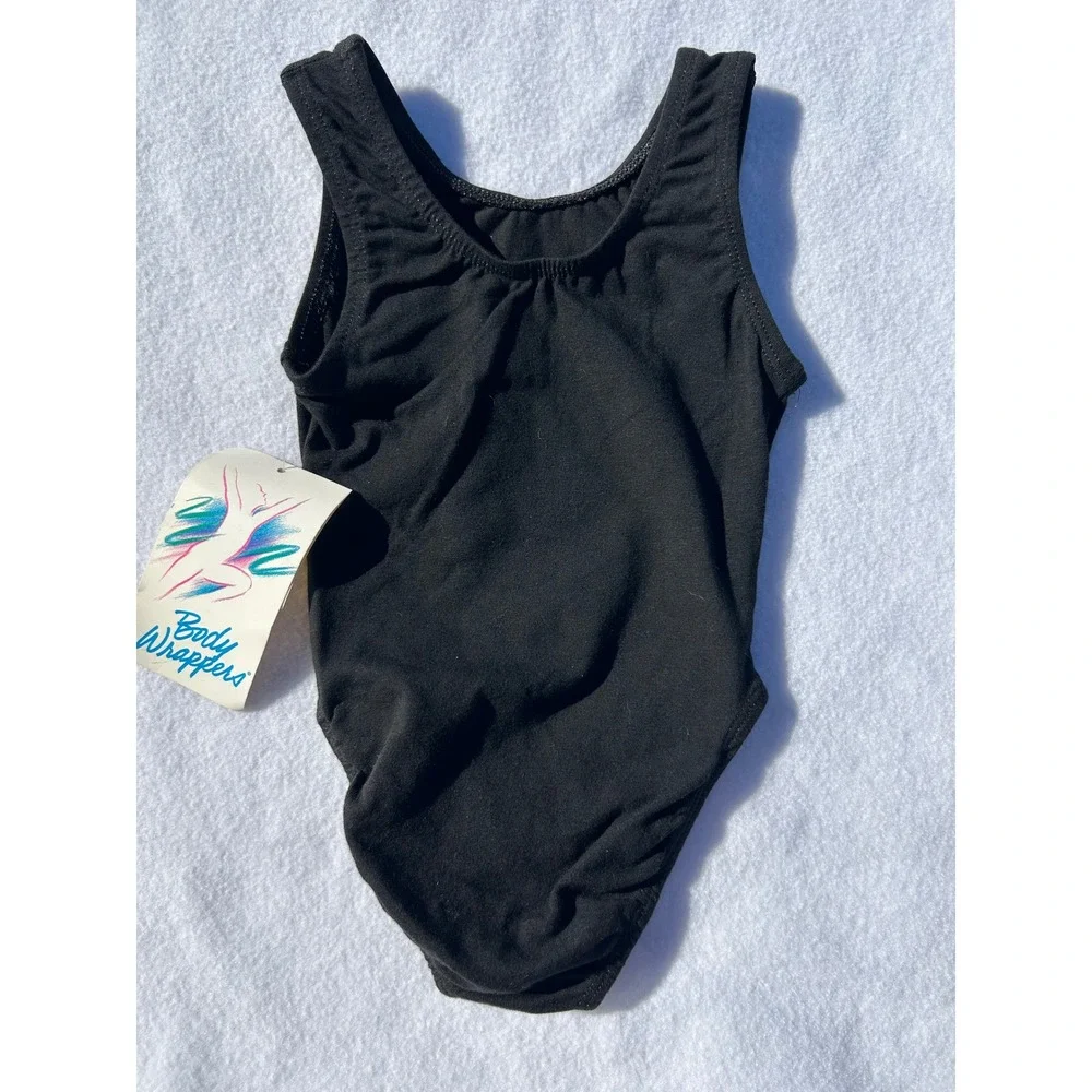 Body Wrappers Girls Black Tank Leotard Size 4-6 NWT Vintage Made USA